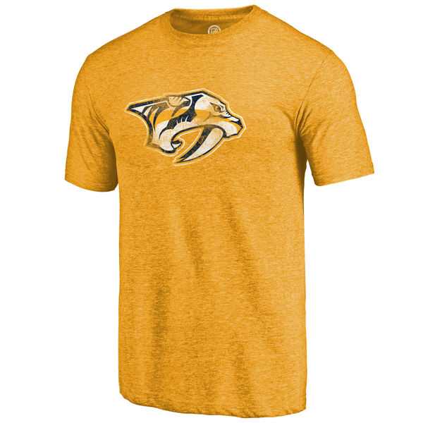 Men's Nashville Predators Distressed Team Primary Logo Tri Blend T-Shirt Gold FengYun,We sell and wholesale Men's Nashville Predators Distressed Team Primary Logo Tri Blend T-Shirt Gold FengYun on line form chian!